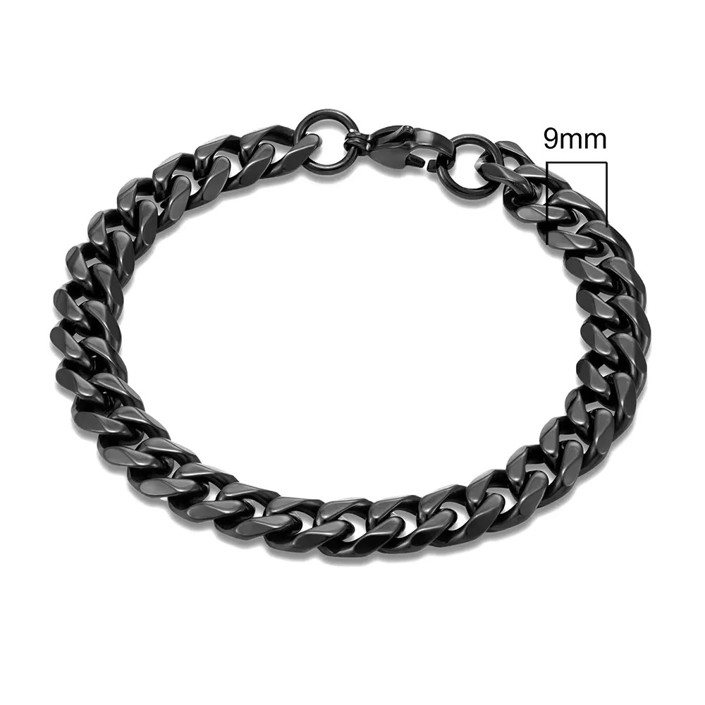 3-11 mm Punk Rock Stainless Steel Curb Cuban Link Chain Men Bracelet men Women