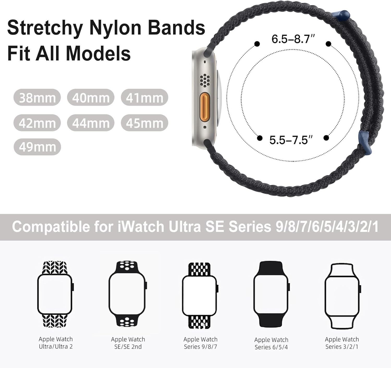 3 Pack Band Compatible with Apple Watch Band 38mm 40mm 41mm 42mm 44mm 45mm 46mm