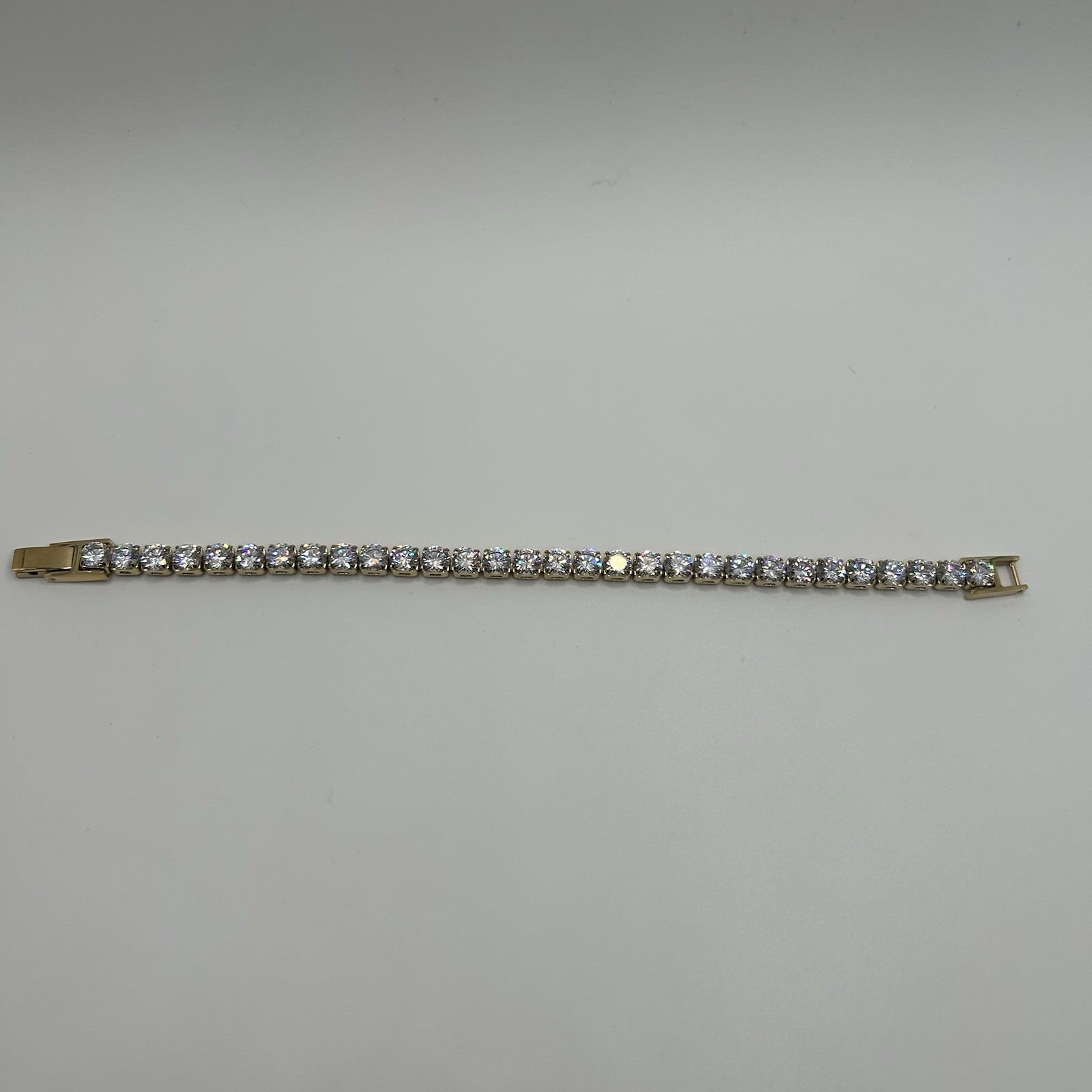 5mm Moissanite Tennis Bracelet Unisex Gold VVS1 D 7 Inch New Waterproof Quality