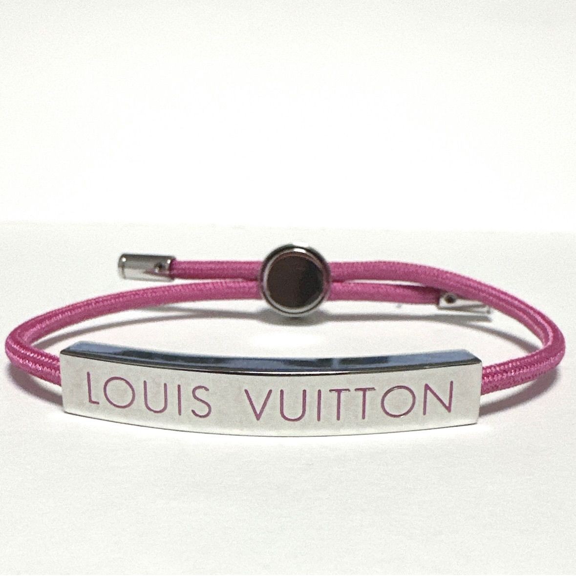 Louis Vuitton Authentic Bracelet LV Space Pink Metal Canvas M00282 DP0221 25.5cm