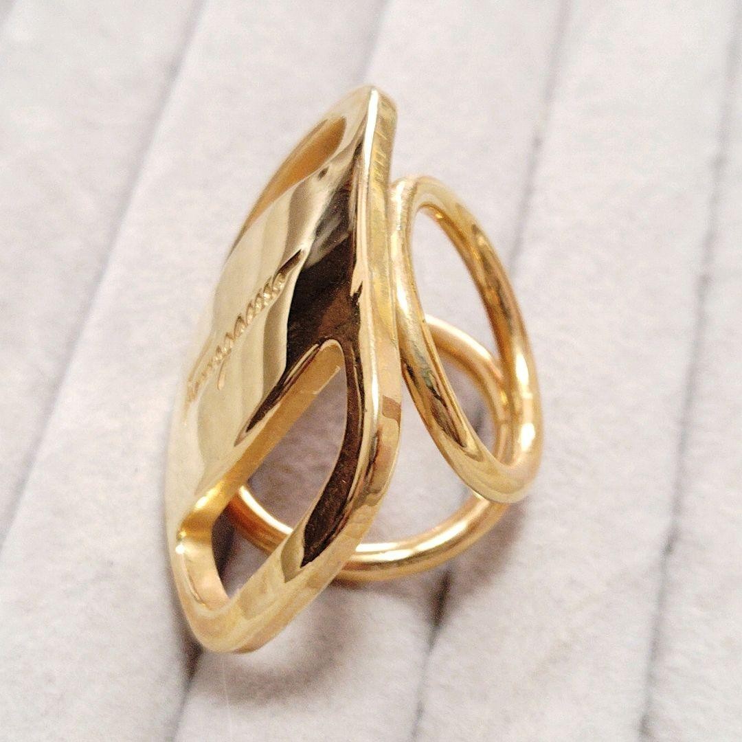 Excellent+++++ Salvatore Ferragamo Villa gold Scarf ring S00140