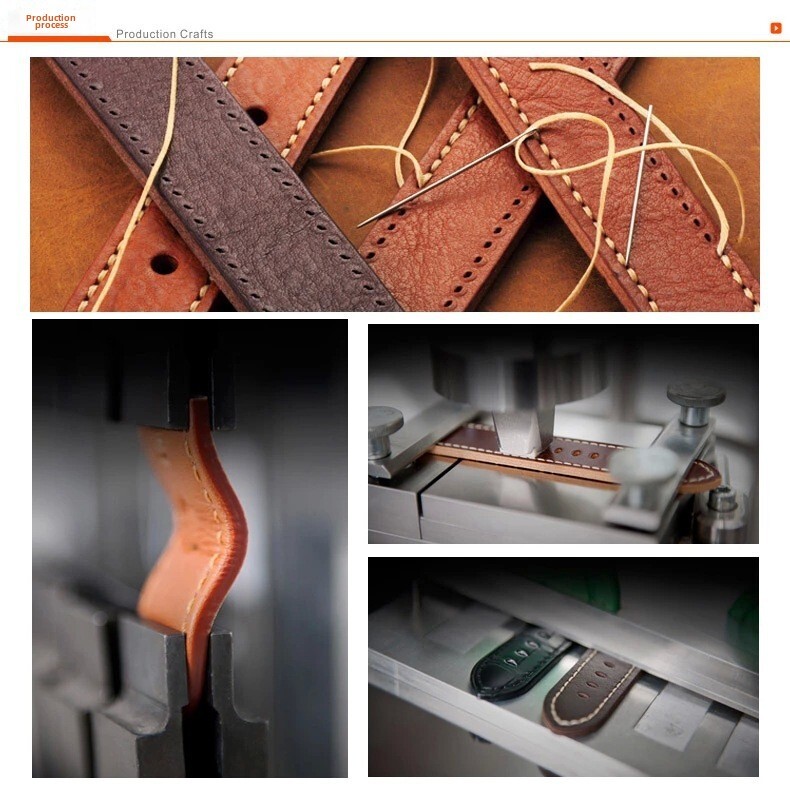 Thicked Leather Watch Band Thick Round Ring Buckle One Pass Strap 18/20/22/24mm
