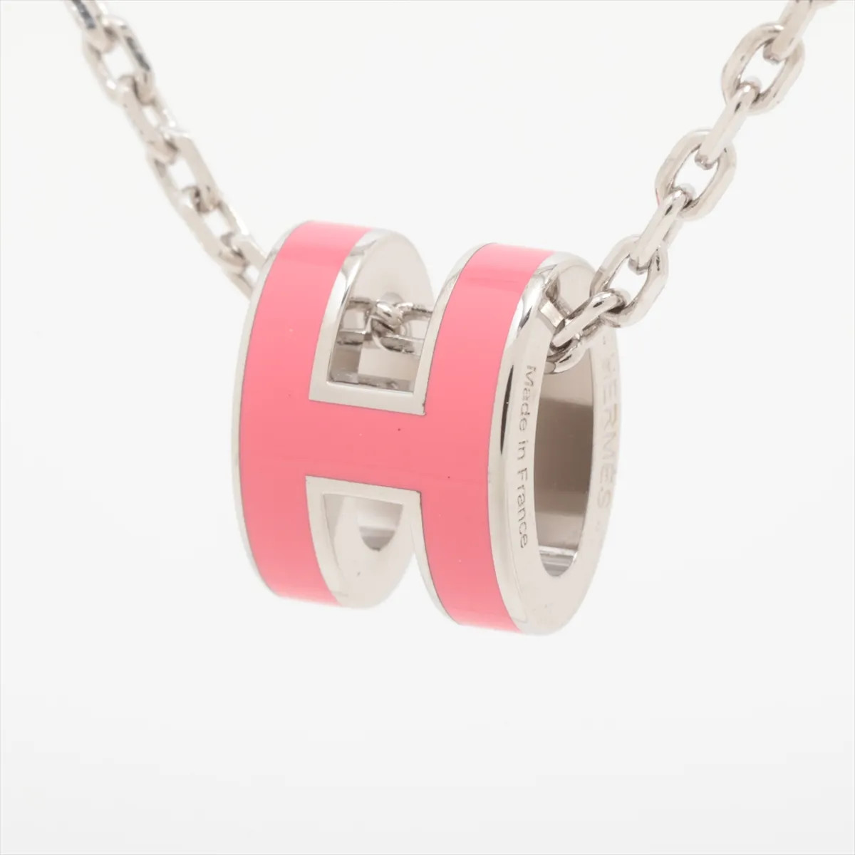 Hermès Mini Pop Ash H Necklace metal pink x silver