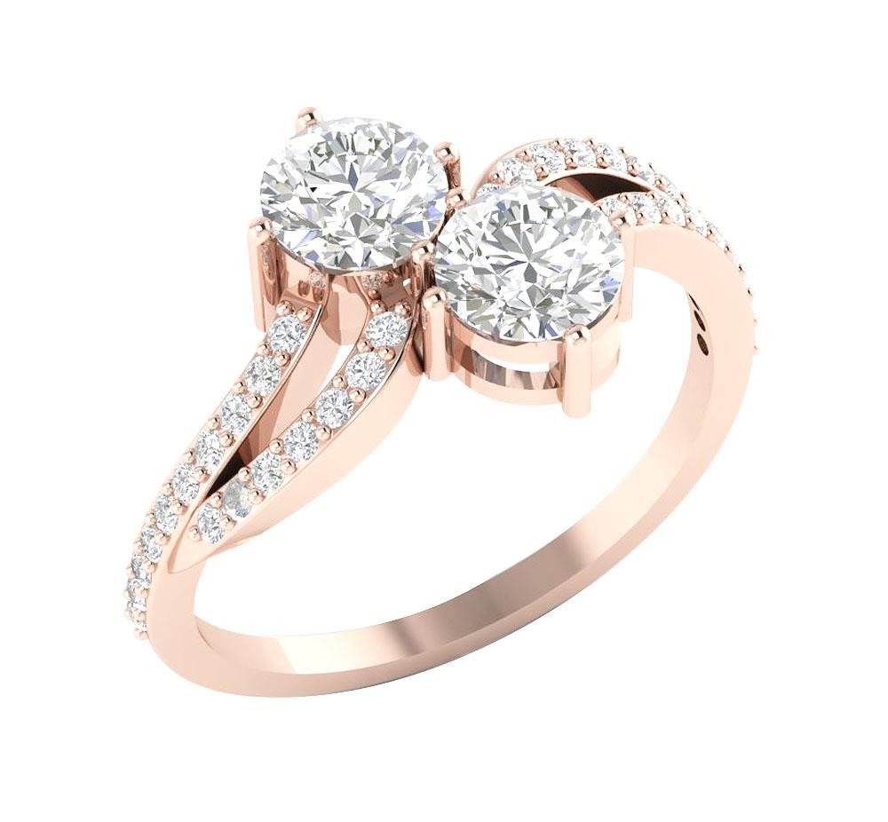 14K Gold VS F 1.50Ct Forever Us 2 Stone Lab Grown Diamond Solitaire Wedding Ring