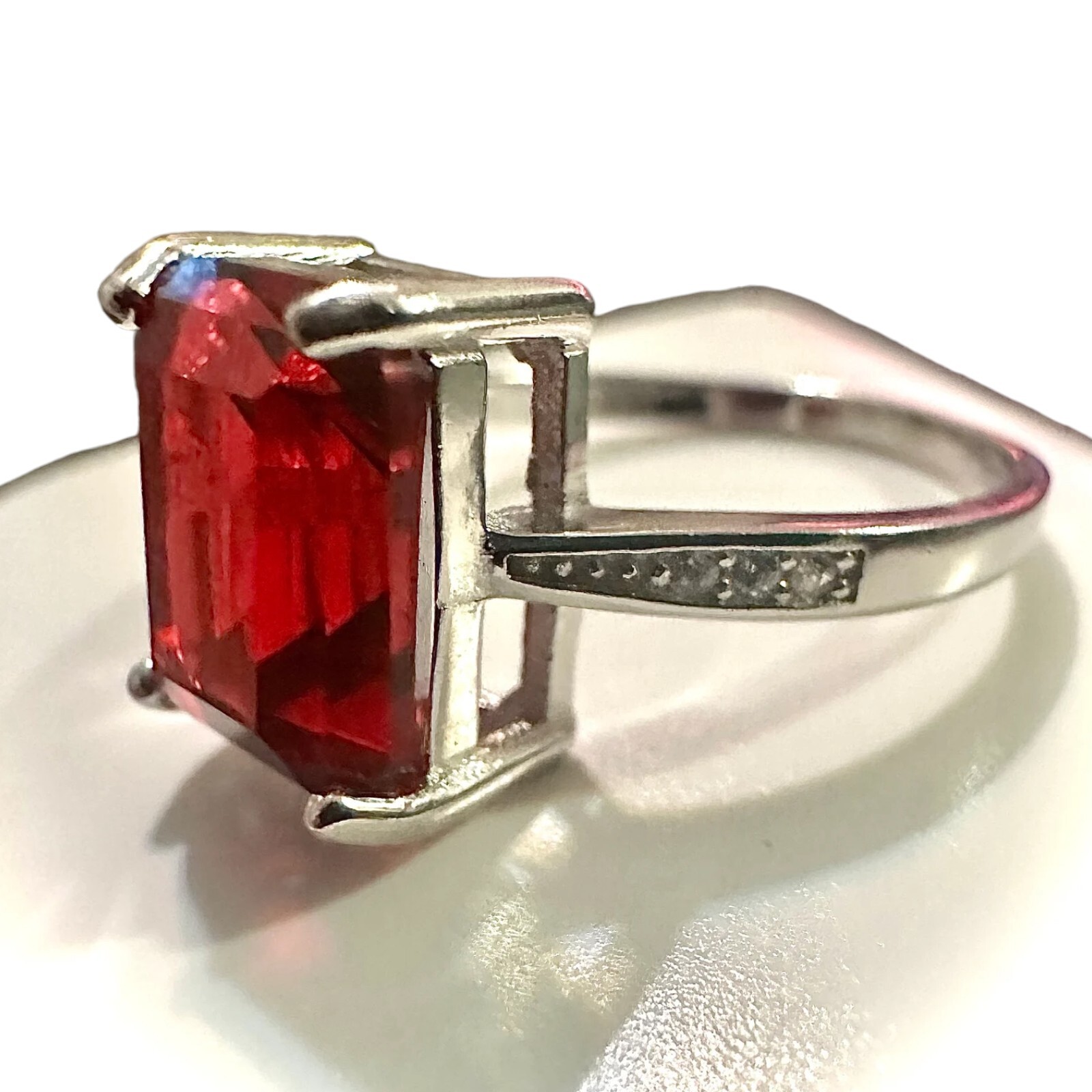 Ruby Ring 925 Sterling Silver Jewelry Emerald Cut Size 6 7 8 9 lab-created