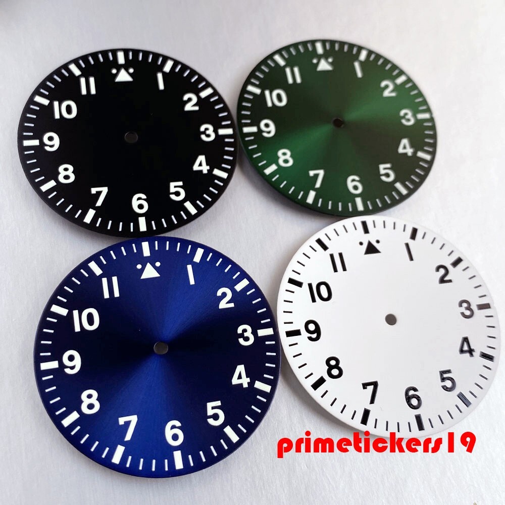 38mm Pilot Watch Dial+Hands Set Parts Luminous Fit NH35 NH36 NH38 ETA2824 PT5000
