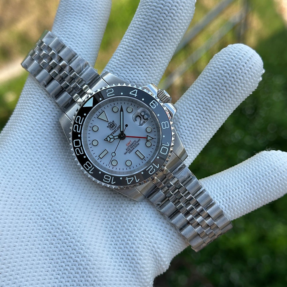 STEELDIVE SD1993 Mens GMT 300M Automatic Dive Watch Steel White