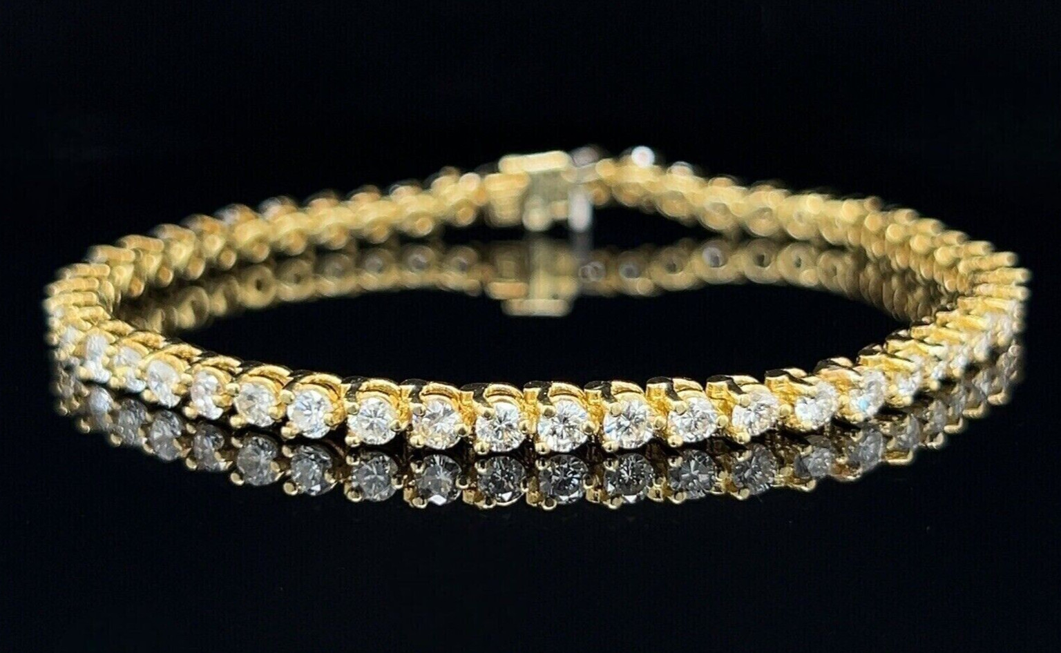 10K Yellow Gold Round 6.60Ct Lab Grown Diamond Martini Style Tennis Bracelet