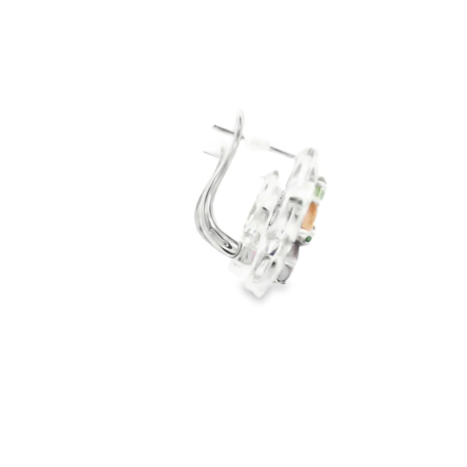 Natural Assorted Gemstones & Diamond Dangle/Drop Earrings, 14k White Gold