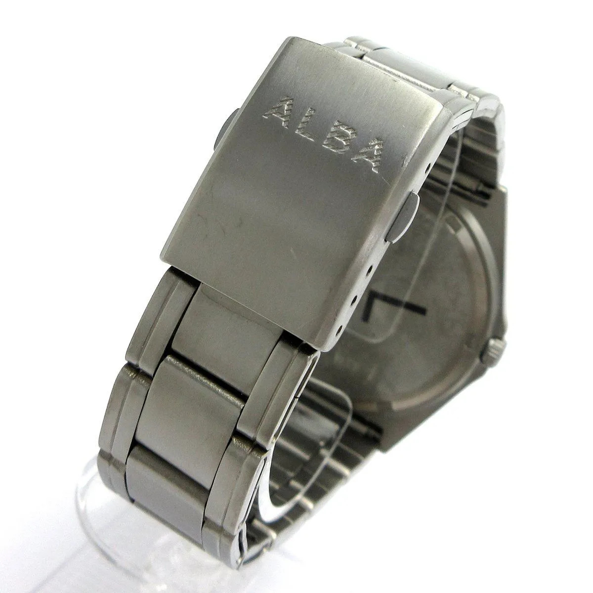 Seiko Alba Men’s Titanium Day-Date Watch with Arabic Numerals and Lumibrite