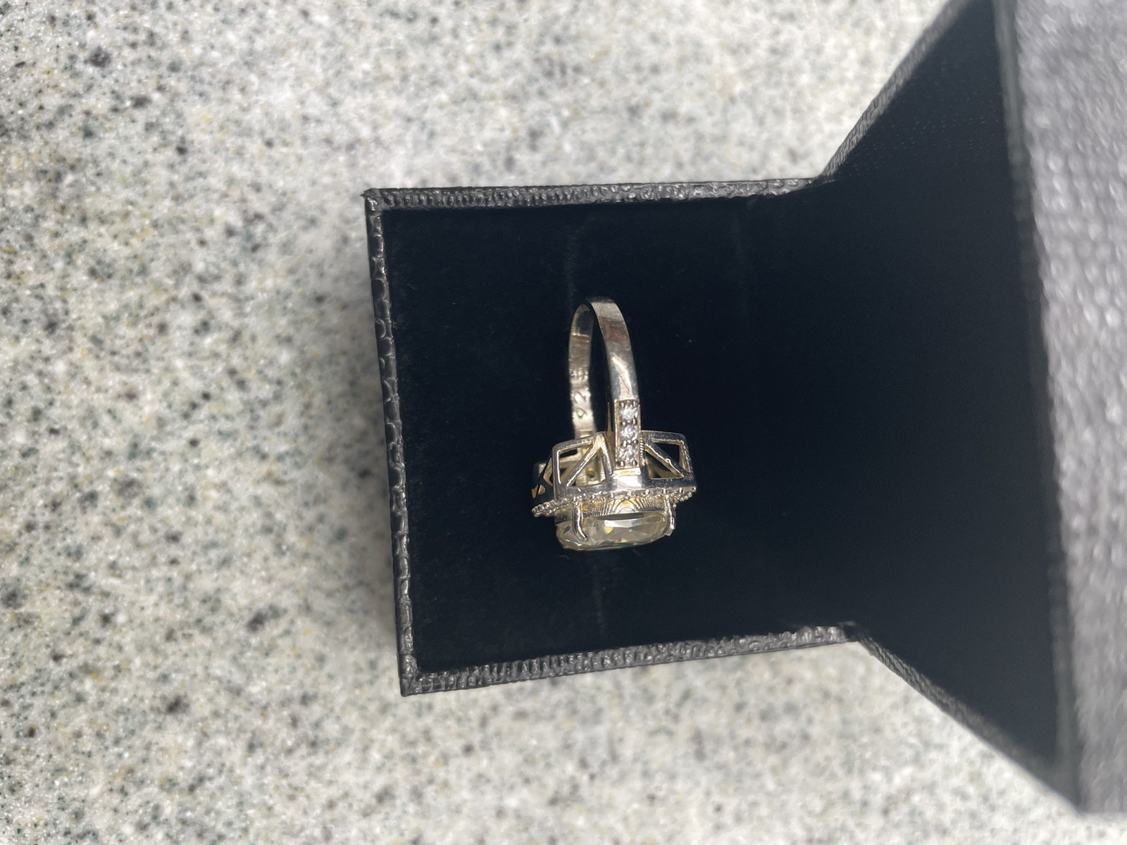 RARE 6.20 Ct Off White Diamond Solitaire Ring, 925 Silver !