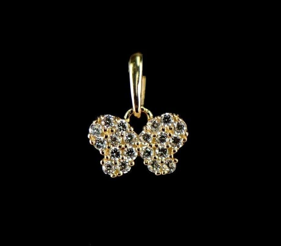 14K Yellow or White Gold Butterfly CZ Pendant