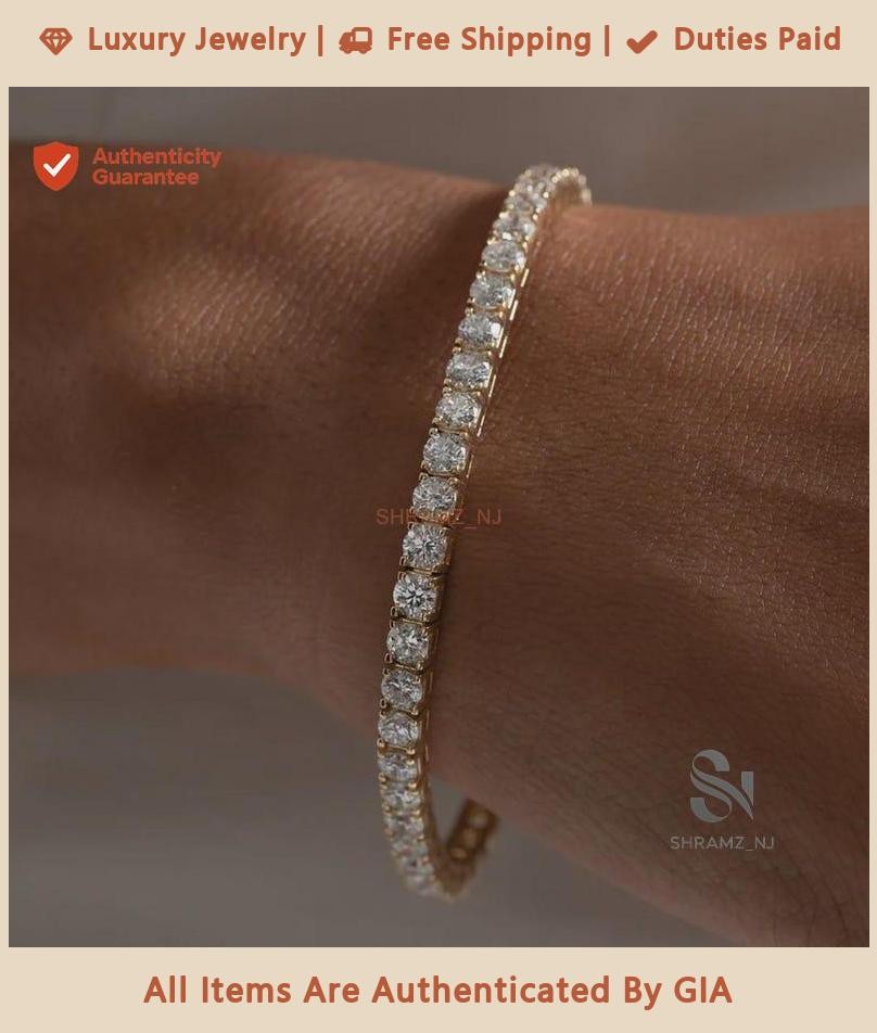 Women’s Anniversary Bracelet Round Natural GHI/VS-SI Diamond 14k Yellow Gold