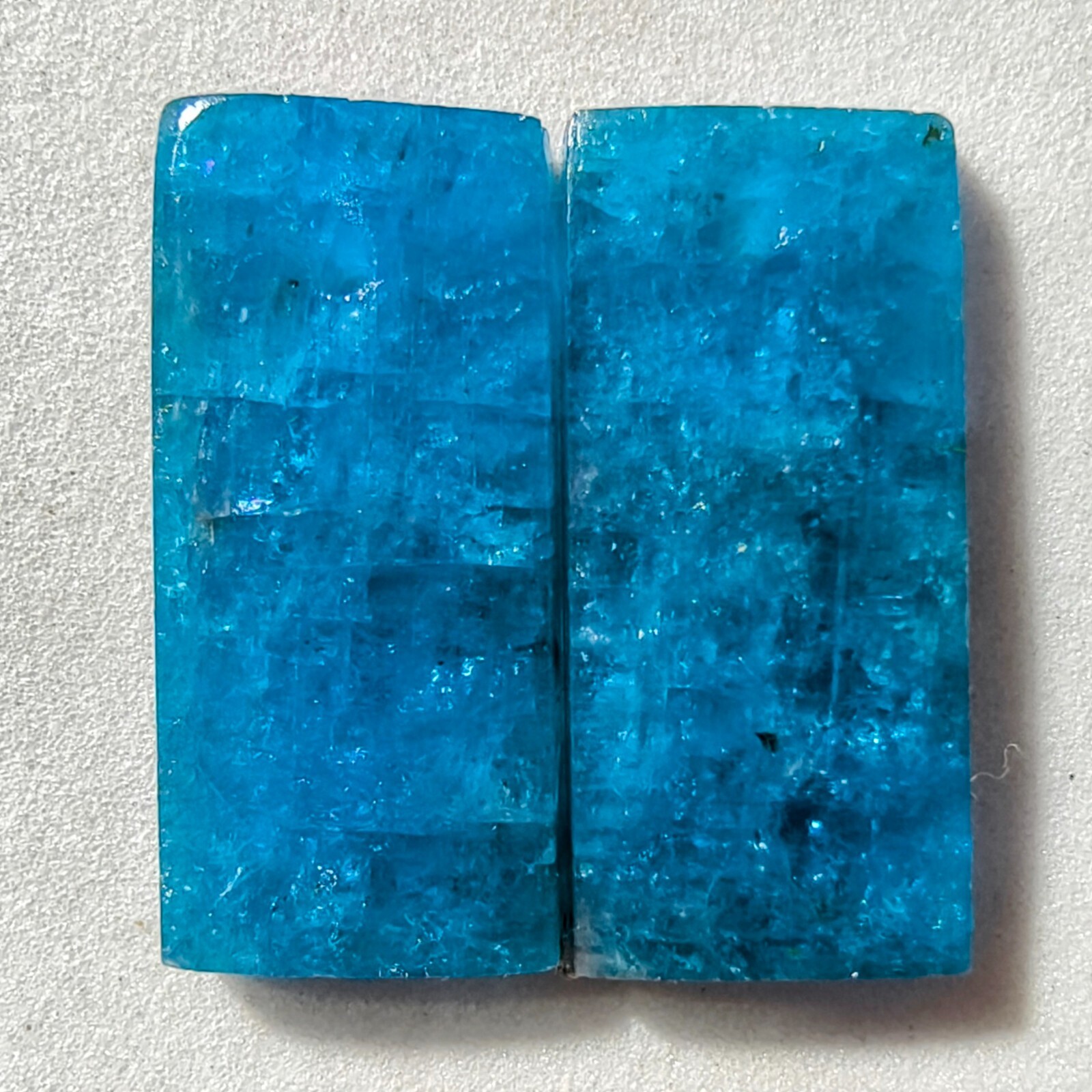 25 Cts Natural Blue Apatite Drilled Match Pair Cabochon Gemstone For Earrings 45