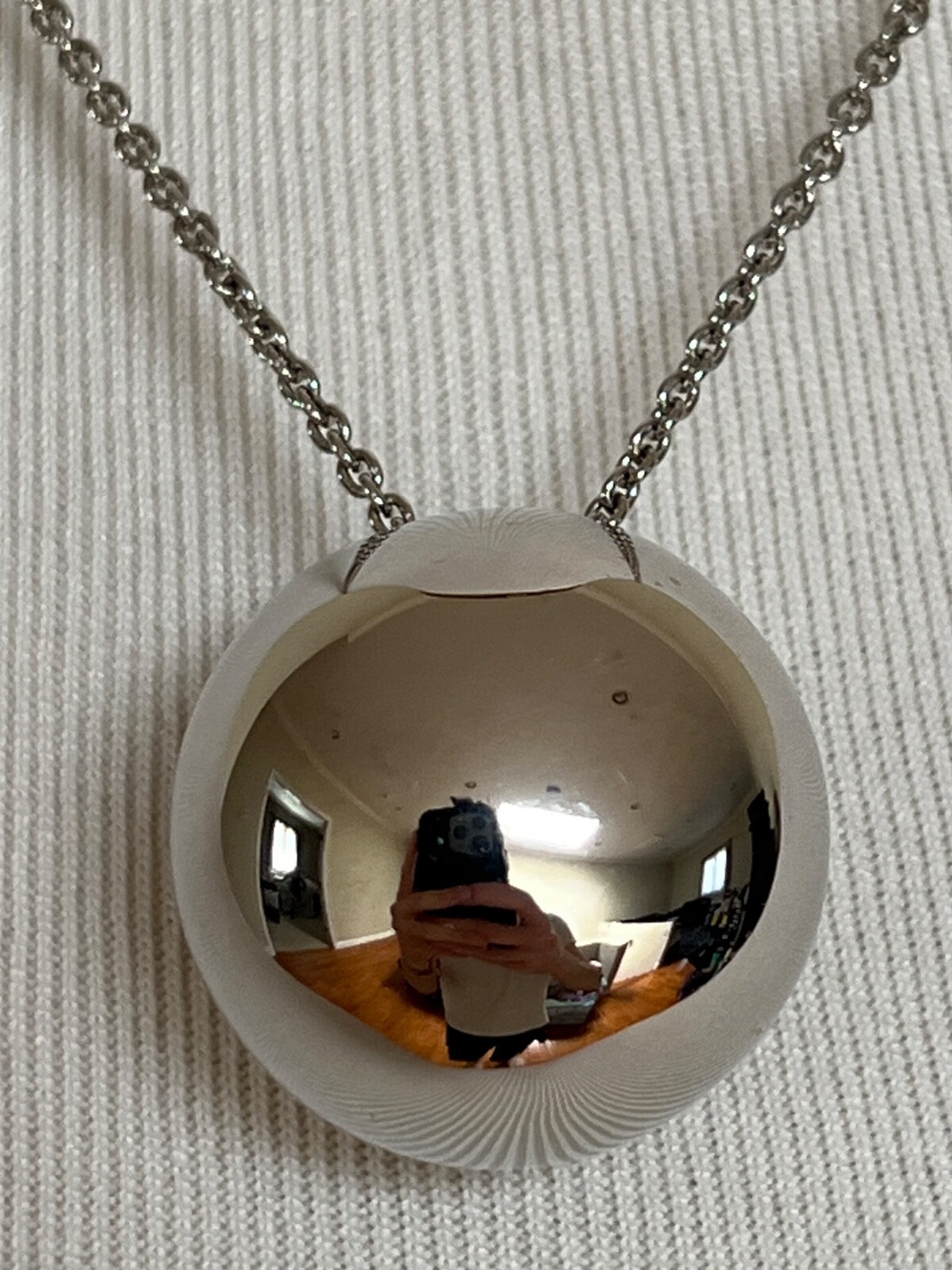 NIB Versace Nautical Anchor Logo Large Silver Sphere Round Pendant Necklace $975