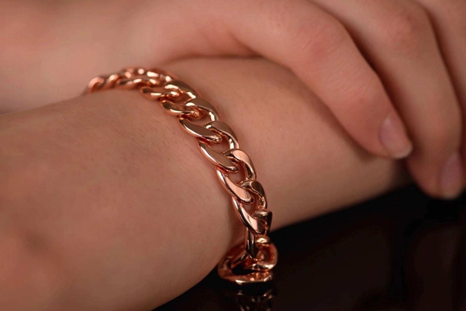 Copper Anklet Bracelet Pure Solid Copper Chain Handmade Unisex Adjustable Jewel
