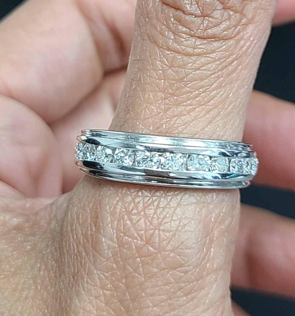 DEAL! 1.00CT 100% NATURAL ROUND DIAMOND MEN’S WEDDING BAND RING 14KT GOLD 6.40MM