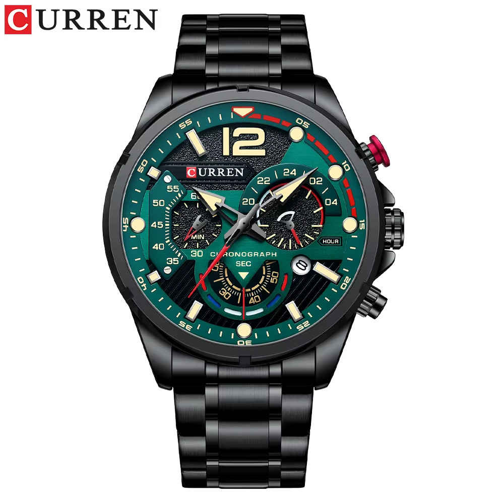 Men’s Casual Business Chronograph Watch Waterproof Stainless Steel Quartz