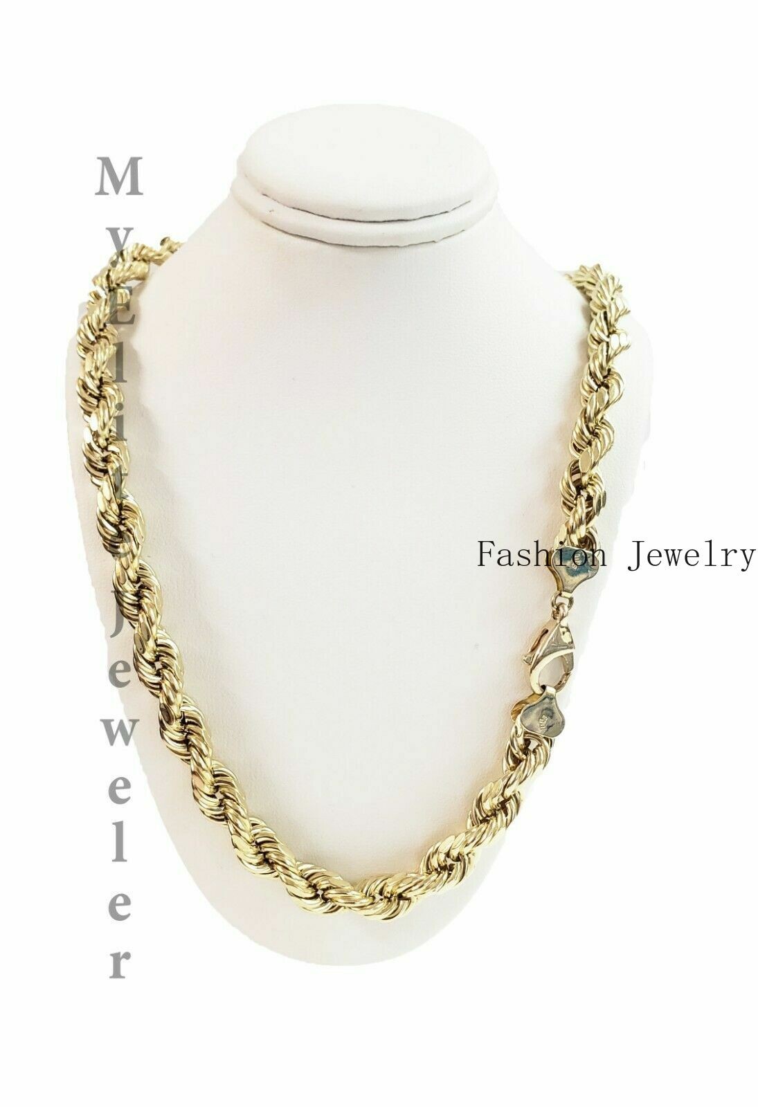 Real 10k Gold Rope Necklace Mens Chain 8mm 18″-30″ Inch Yellow Gold Diamond Cuts