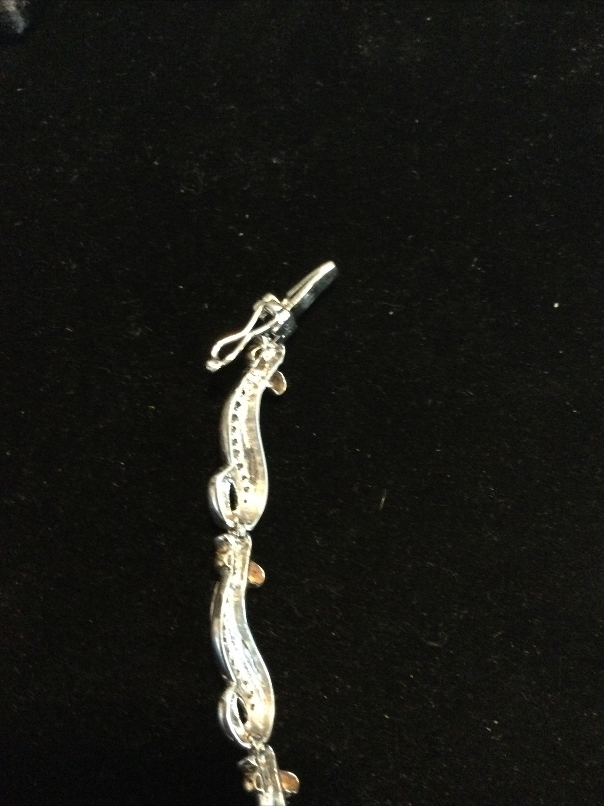 Elegant Sterling Silver Diamond Bracelet Two Tone Size 7.5in