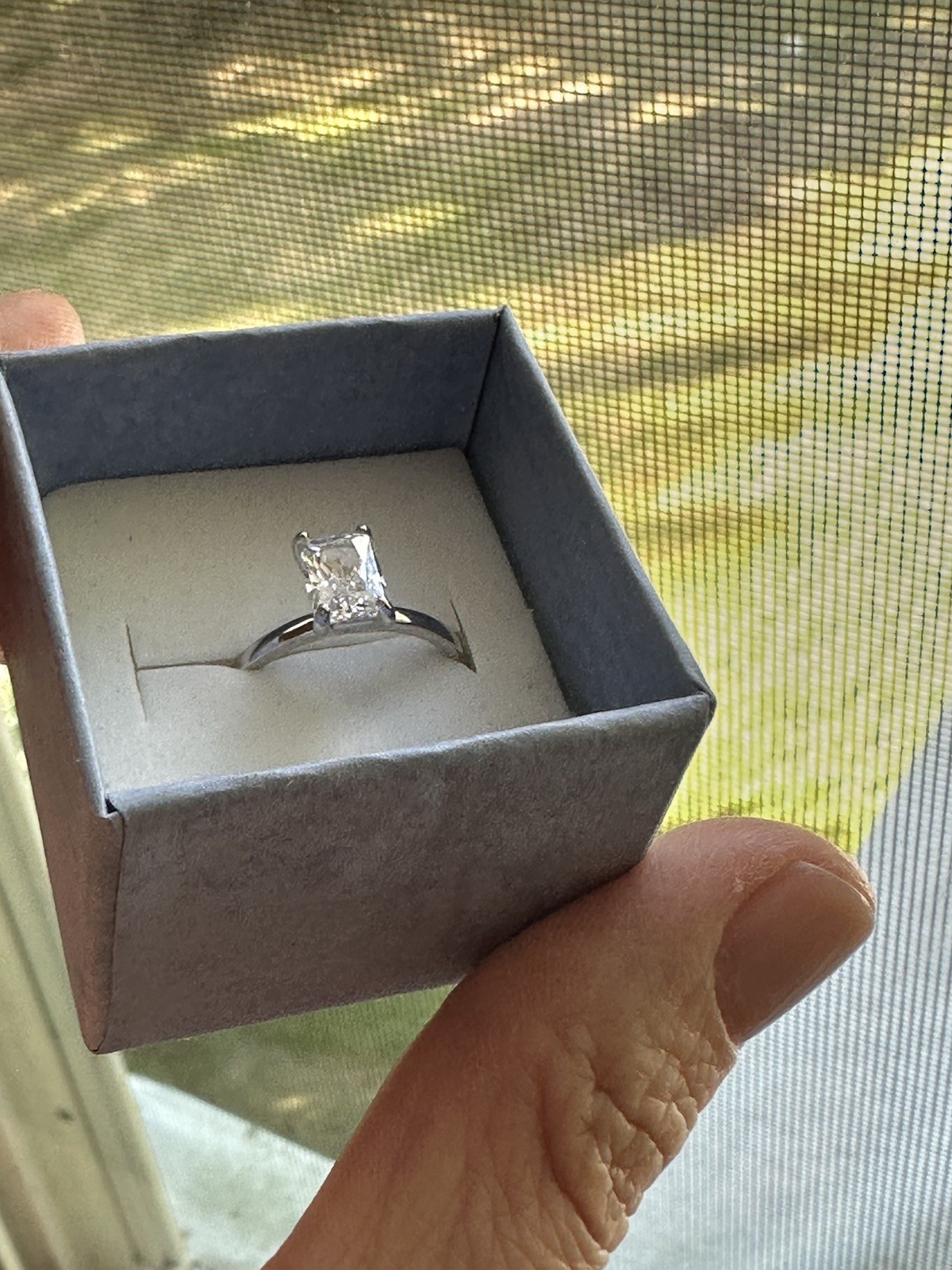 Radiant Cut 1CT Diamond Alternative Engagement Ring – Size 5, Gift Box Included