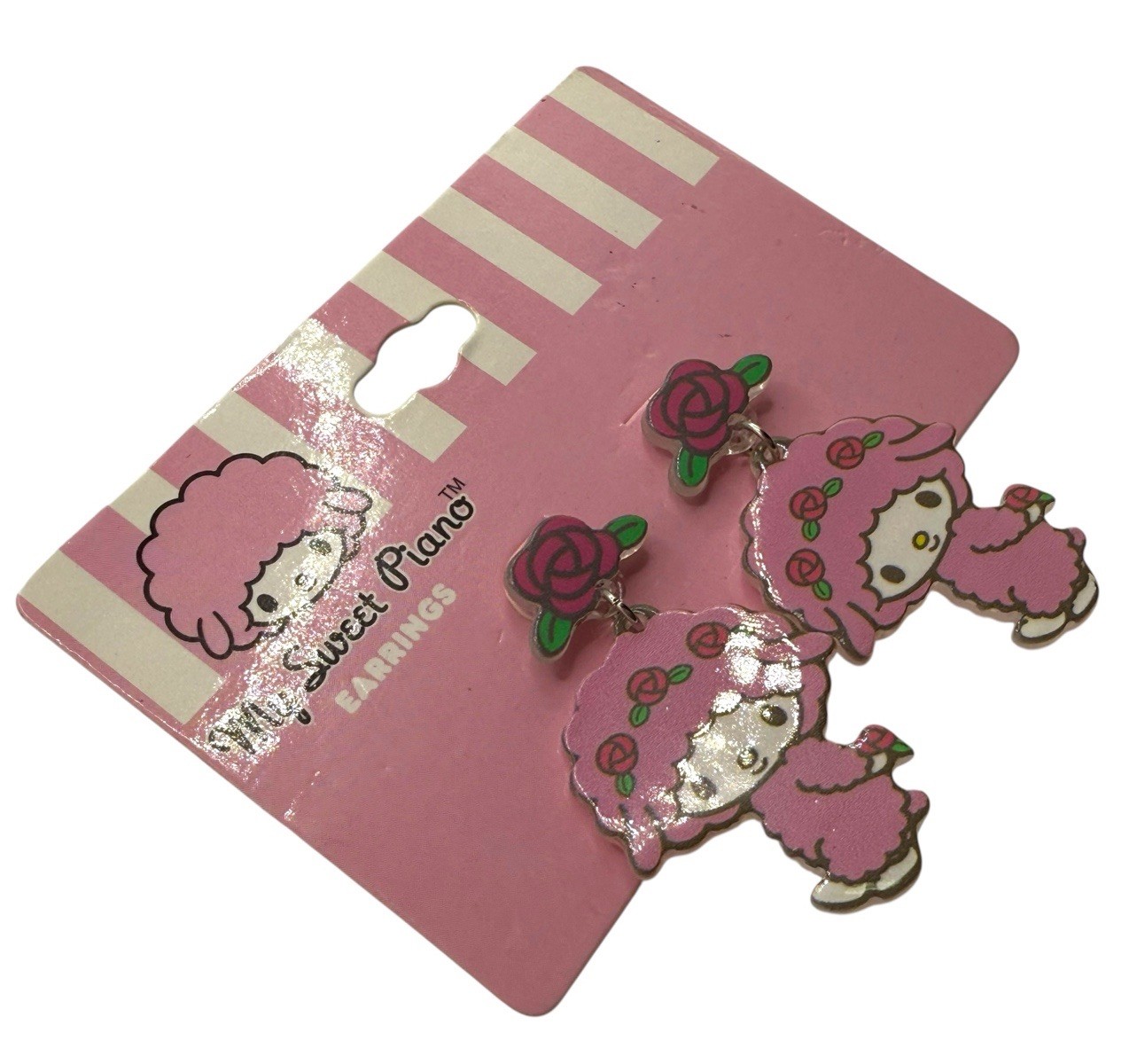 NEW 2023 Sanrio My Melody My Sweet Piano Sheep Rose Pink Drop Earrings