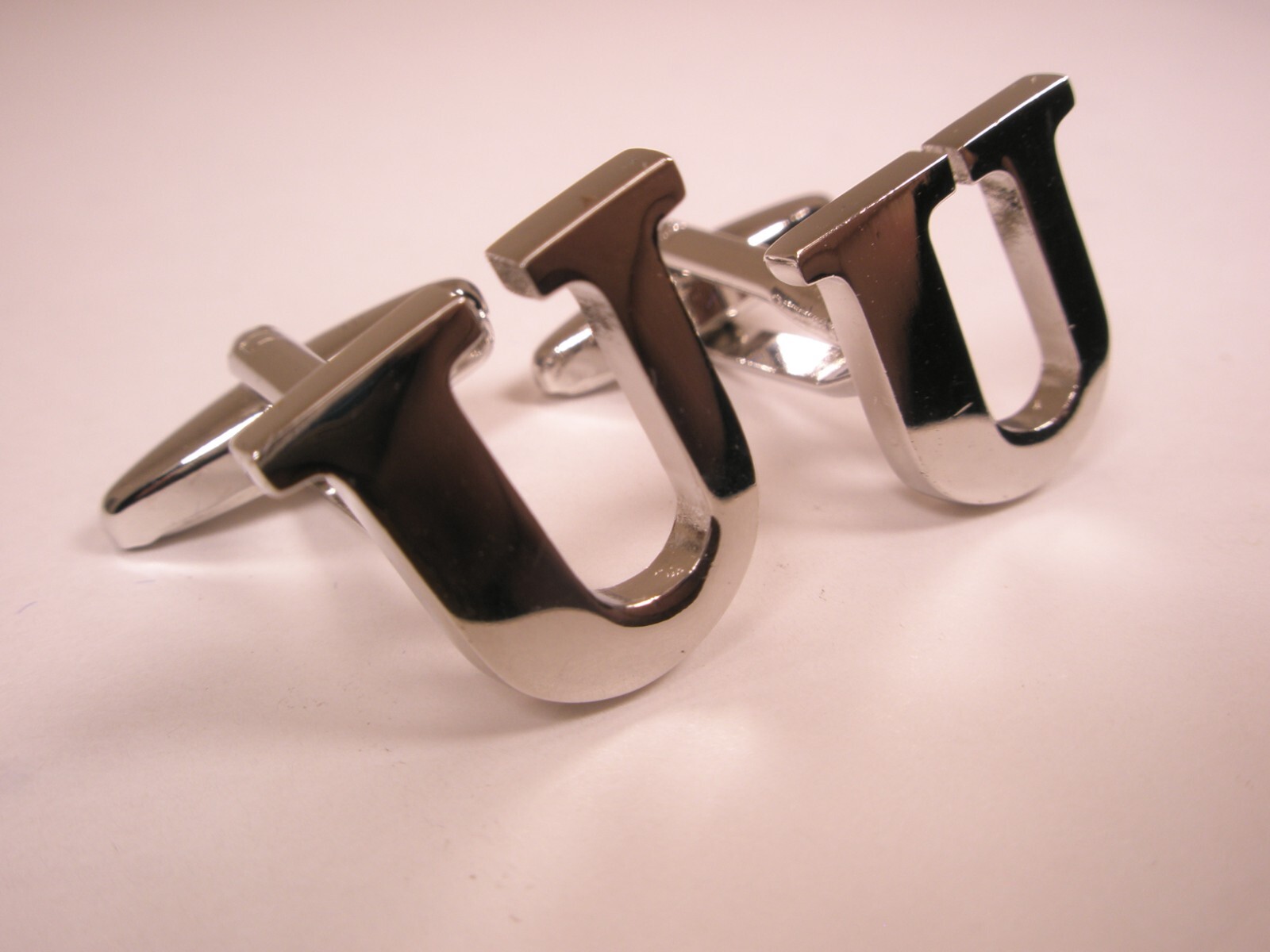 U Monogram Initial Letter Silver Tone Modern Cuff Links uriel ulises una uma umb