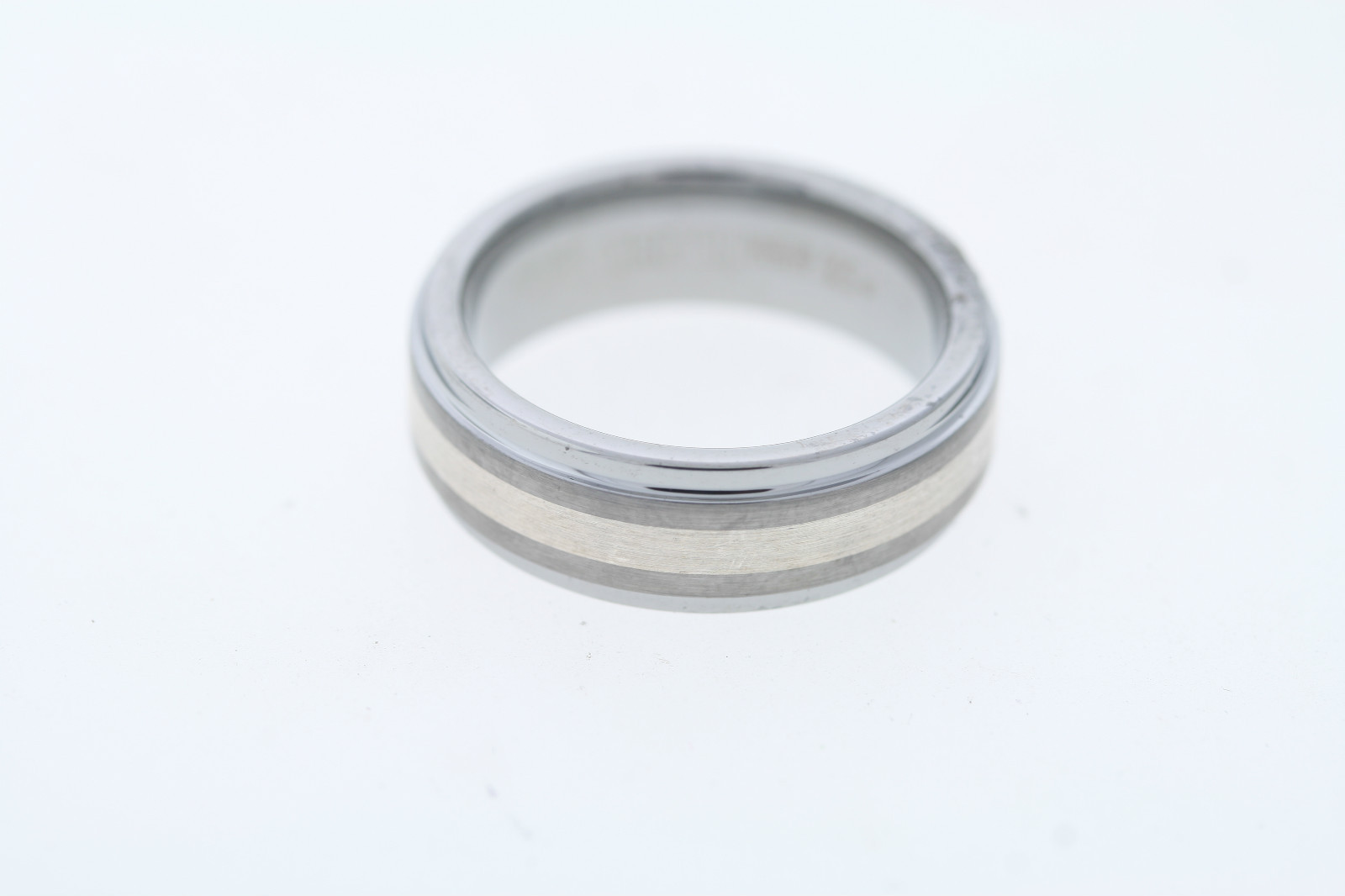 TRITON Tungsten Carbide & Sterling Silver Two-Tone 7mm Step Edge Band Ring