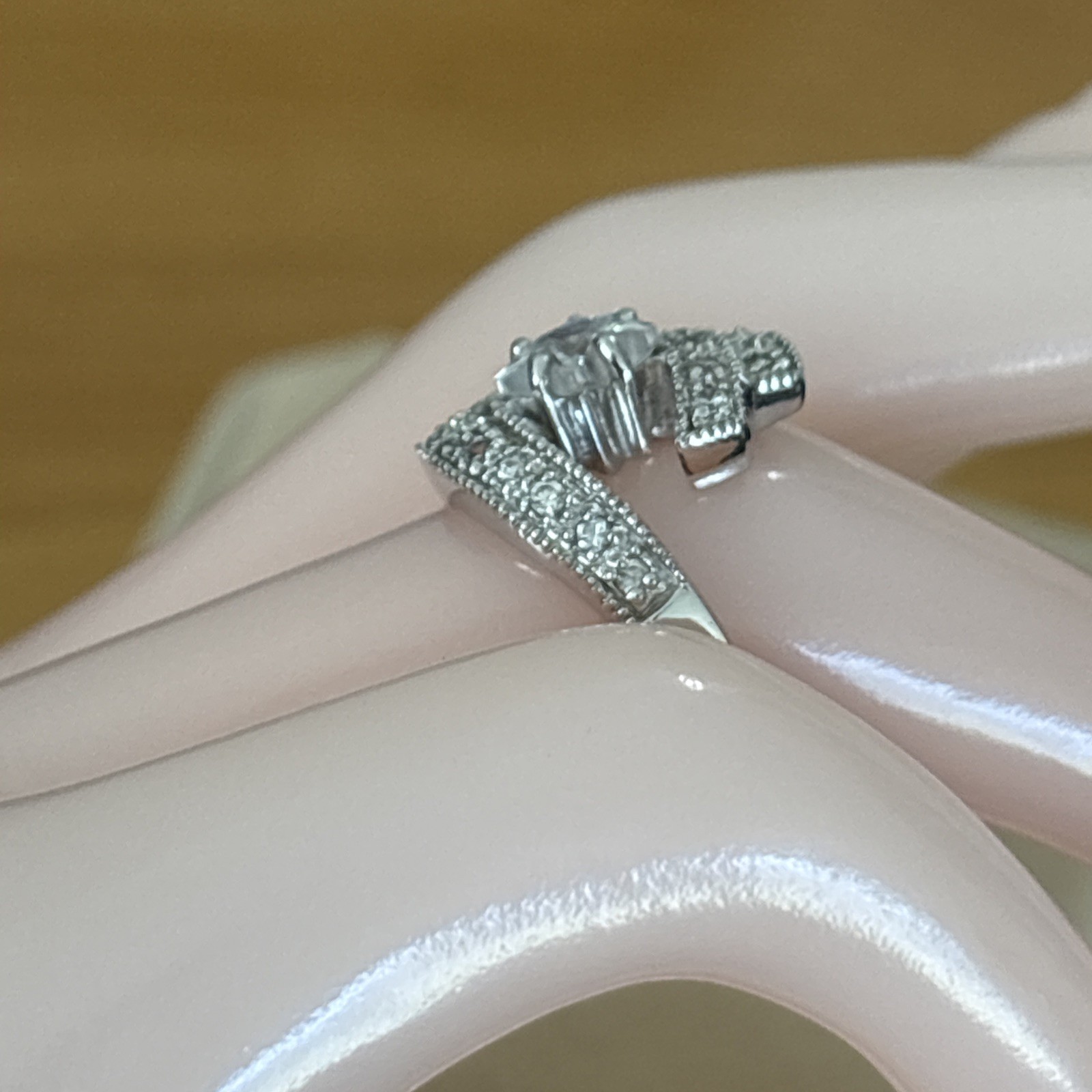 Sterling Silver Palladium Cubic Zirconia Bold Shooting Star Ring Size 6