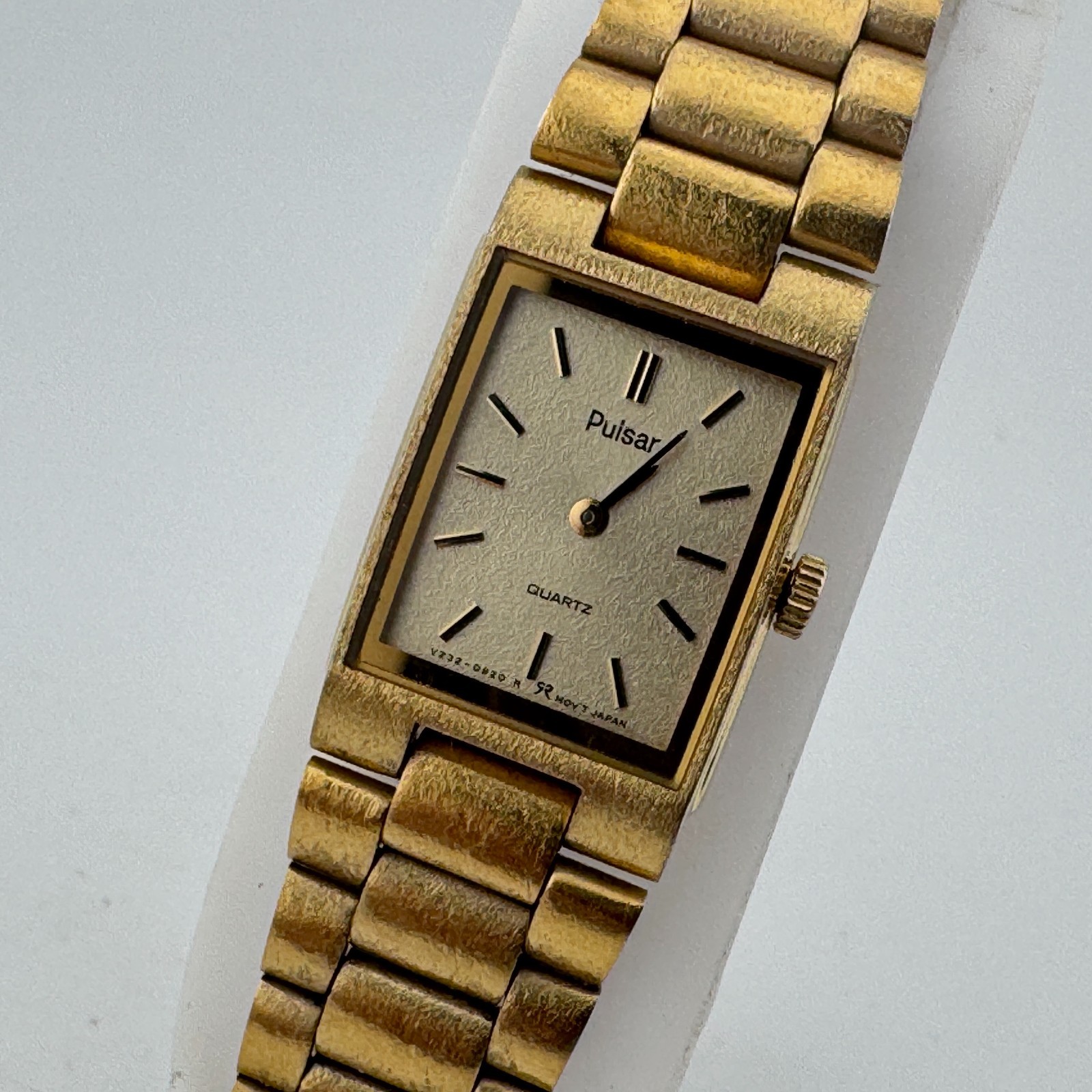 VTG Pulsar Quartz Watch V232-5560 Women Gold Tone Rectangle Analog New Battery