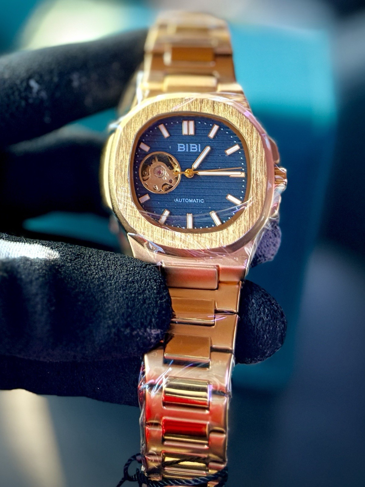 🔥 BIBI Luxury B0140 Automatic Skeleton Watch 🔥 Gold-Tone Stainless Steel Dial