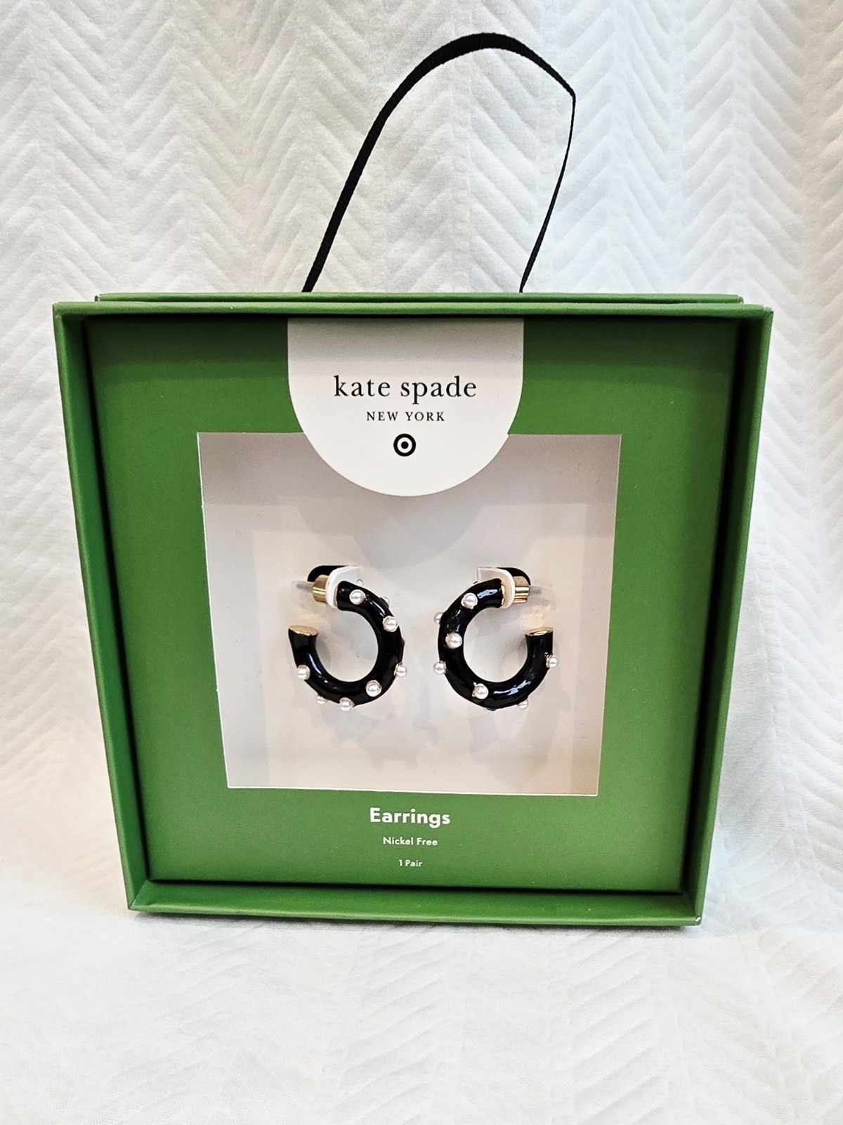 Kate Spade New York x Target Pearl Polka Dot Hoop Earrings – Black White Classic