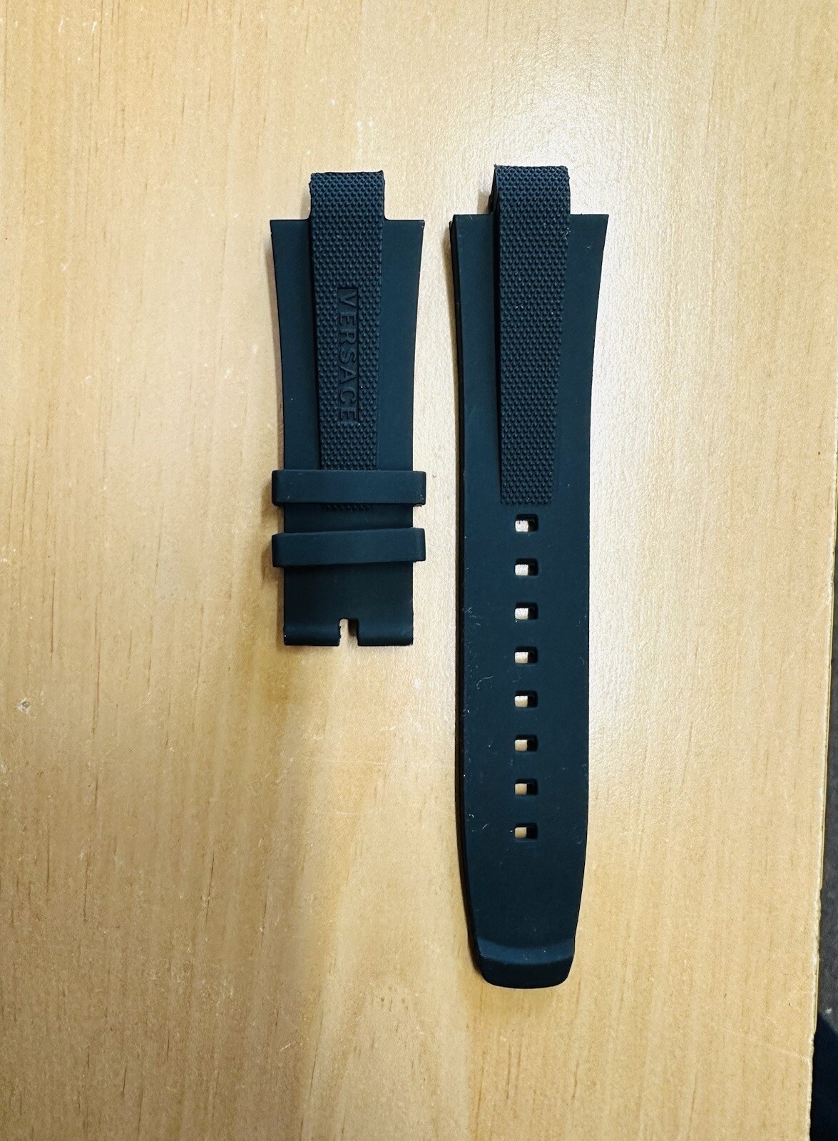 VERSACE WATCH STRAP, VE2H , BLACK RUBBER , TONGUE BUCKLE STRAP , VERSACE STRAP