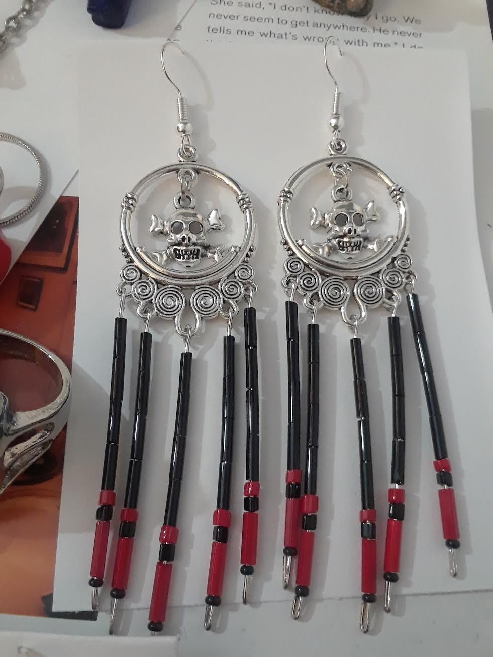 Punk, Goth, Emo, Mixed Jewelry Lot – Skull Safety pin & Red Pad lock necklace