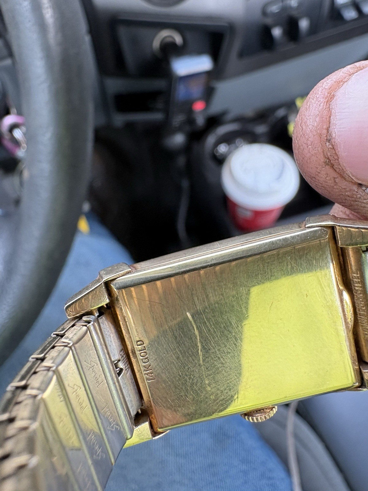 Wittnauer Tank 14K Gold Rectangular Manual Wind Dress Watch Small Seconds