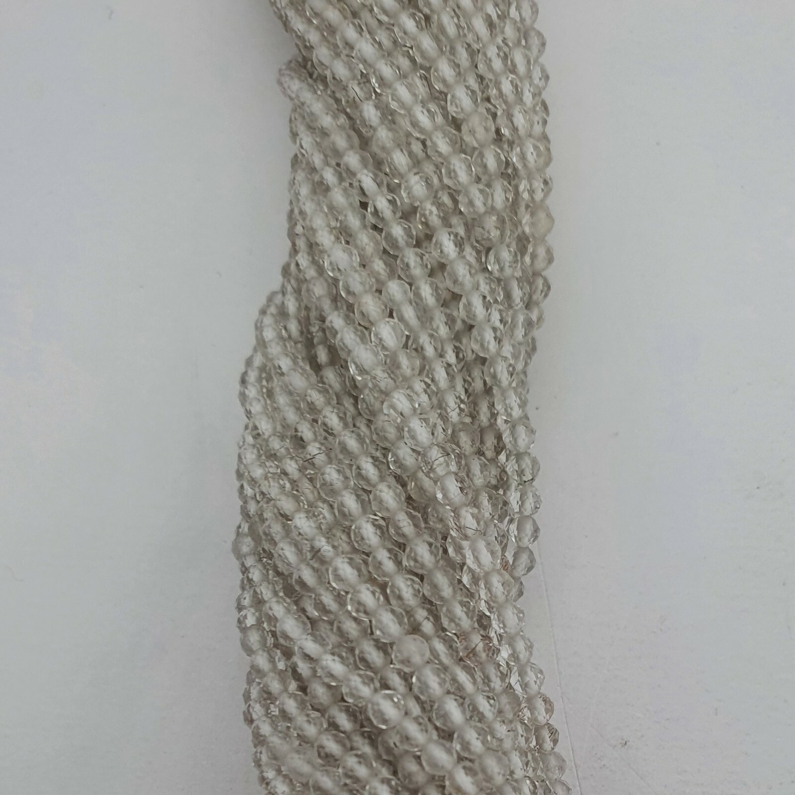 Natural Crystal Quartz Roundelle Faceted Beads Strand 2.40 MM 13 Inch.