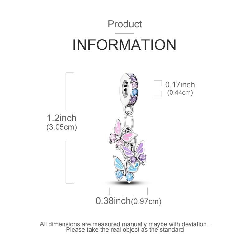 MULA New European Silver Plated Charm AAA CZ Enamel Butterfly For Women Bracelet