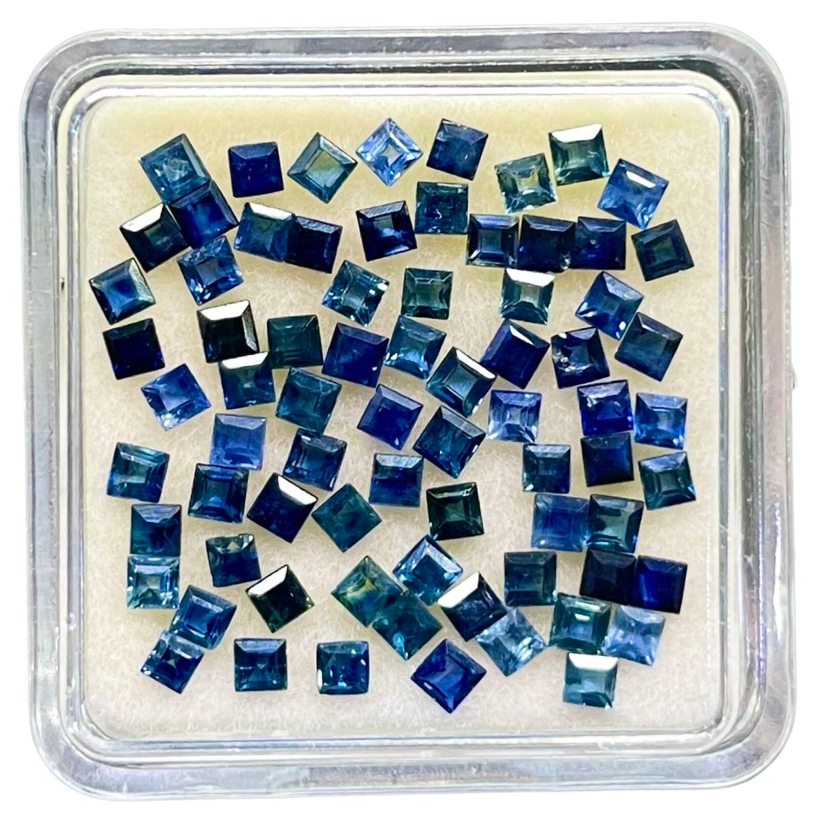 50 Pcs Natural Blue Sapphire 1.7mm Square Cut Loose Gemstones Lot Sri Lanka
