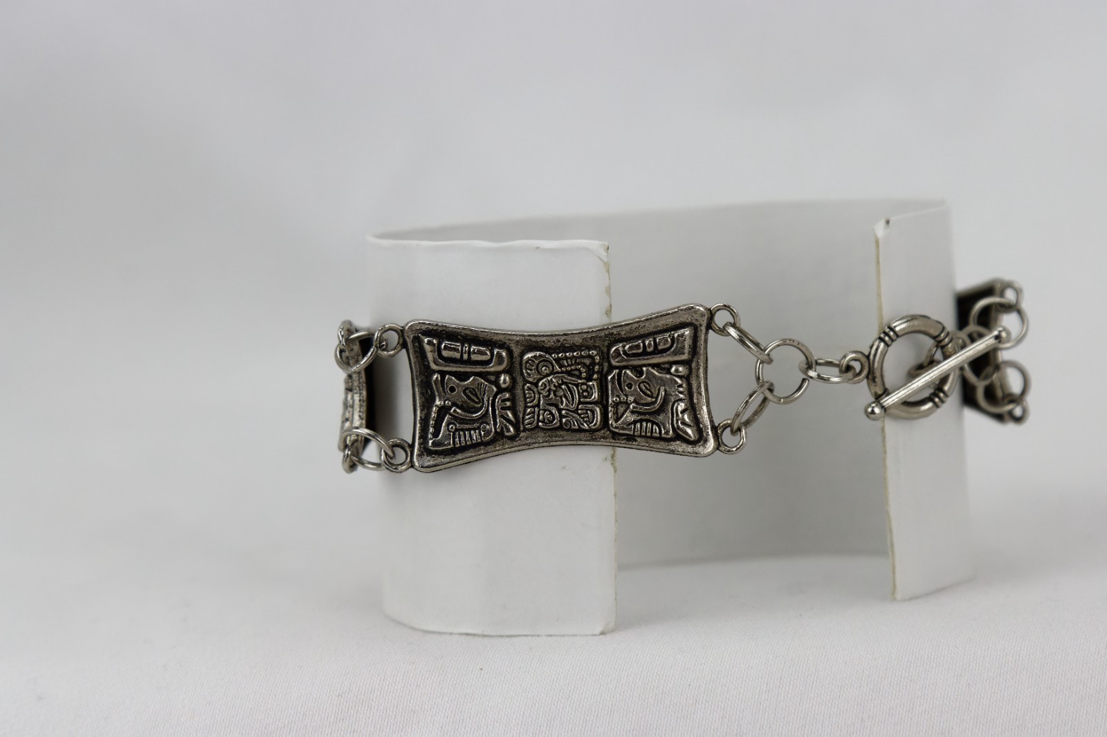Mayan Style Panel Bracelet, Toggle Closure, 16gr