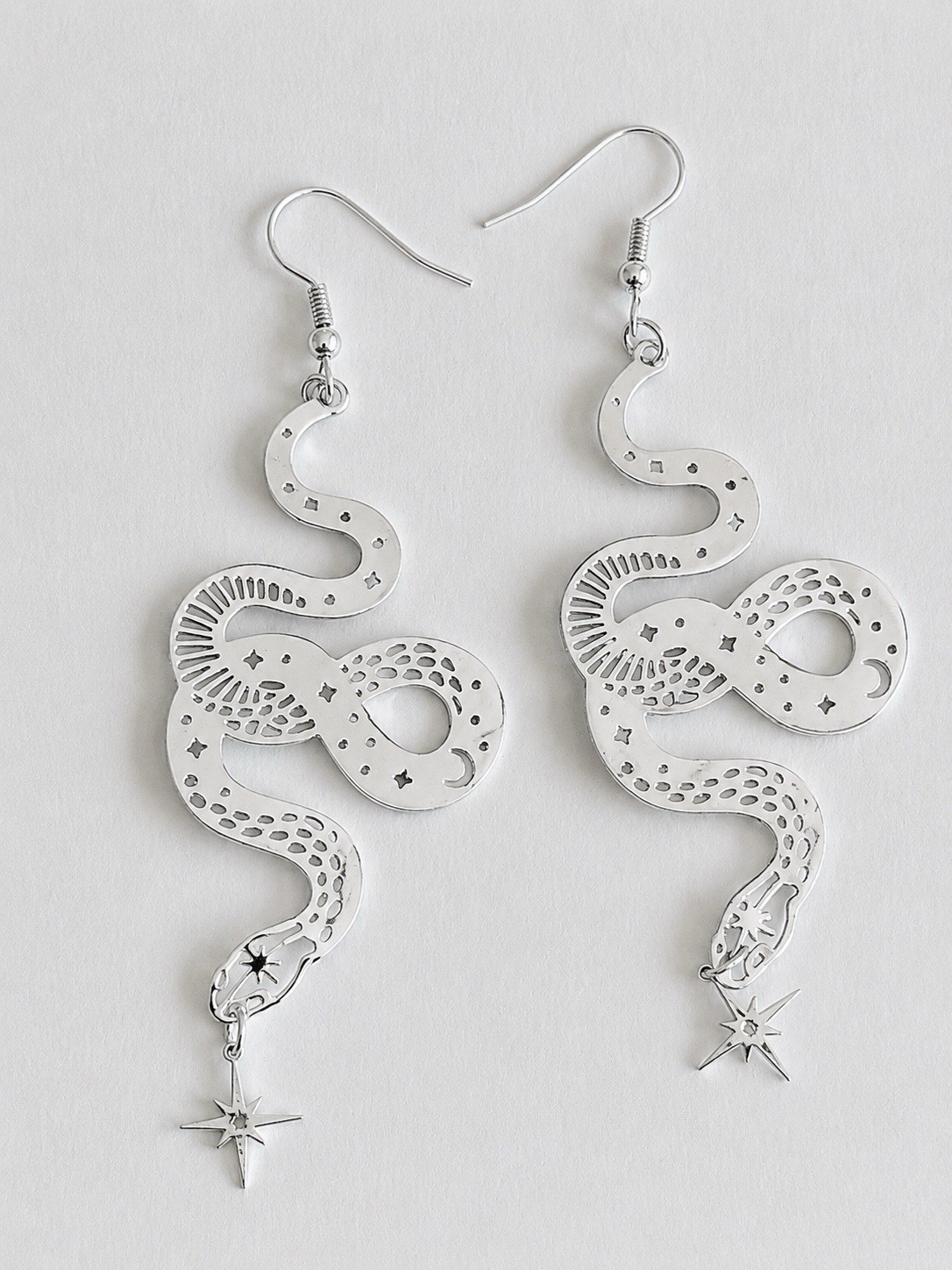✨ silver snake earrings celestial dangle stainless steel ✨ Waterproof