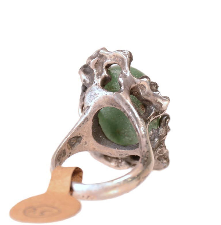 Mexico Taxco Jade Ring Mid 20th Century 7.5″ Hand Crafted