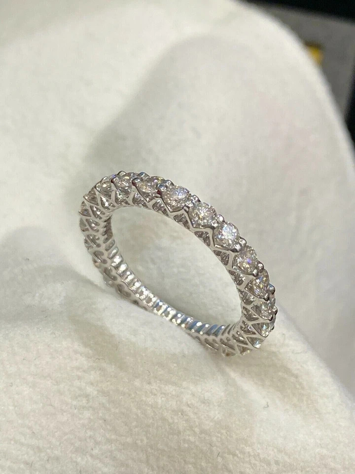 Diamond Eternity Band Round Cut 1.50 Ct 14k White Gold Lab Grown VVS E F CVD