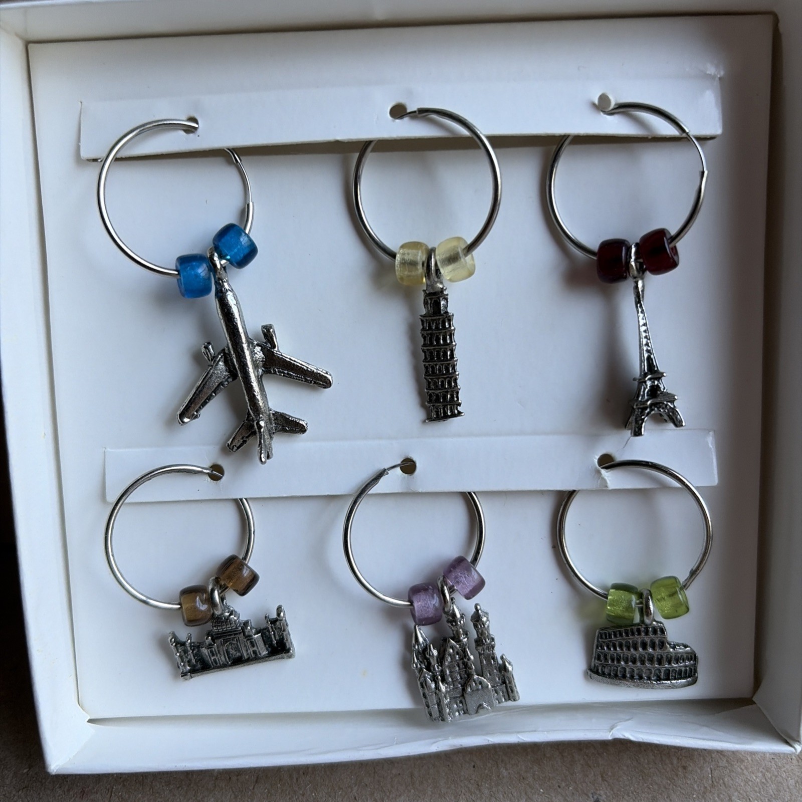 Vintage Eiffel Tower Pisa Taj Mahal Rome Moscow Souvenir Bracelet Travel Charm