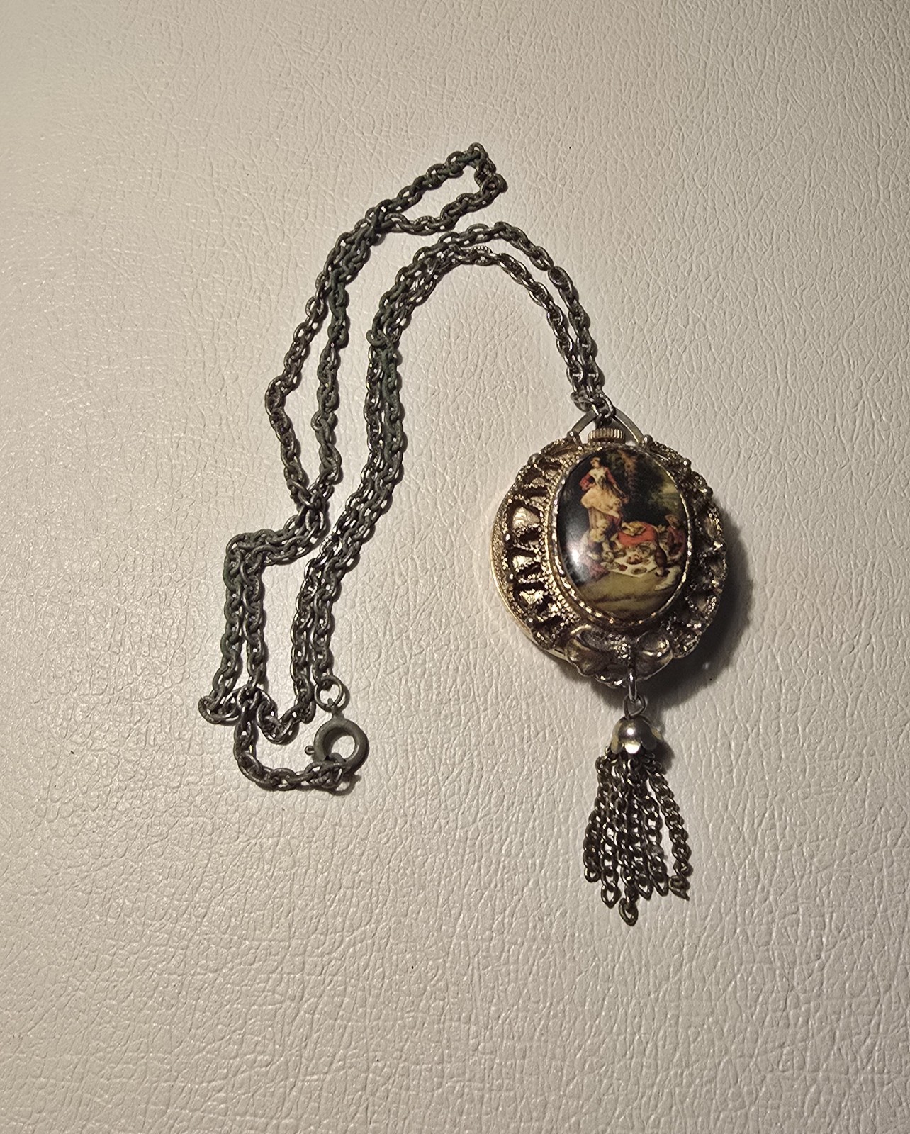 Vintage Wotania LTD Swiss Pendant Necklace Watch – Ornate Gold Tone – 1 Jewel