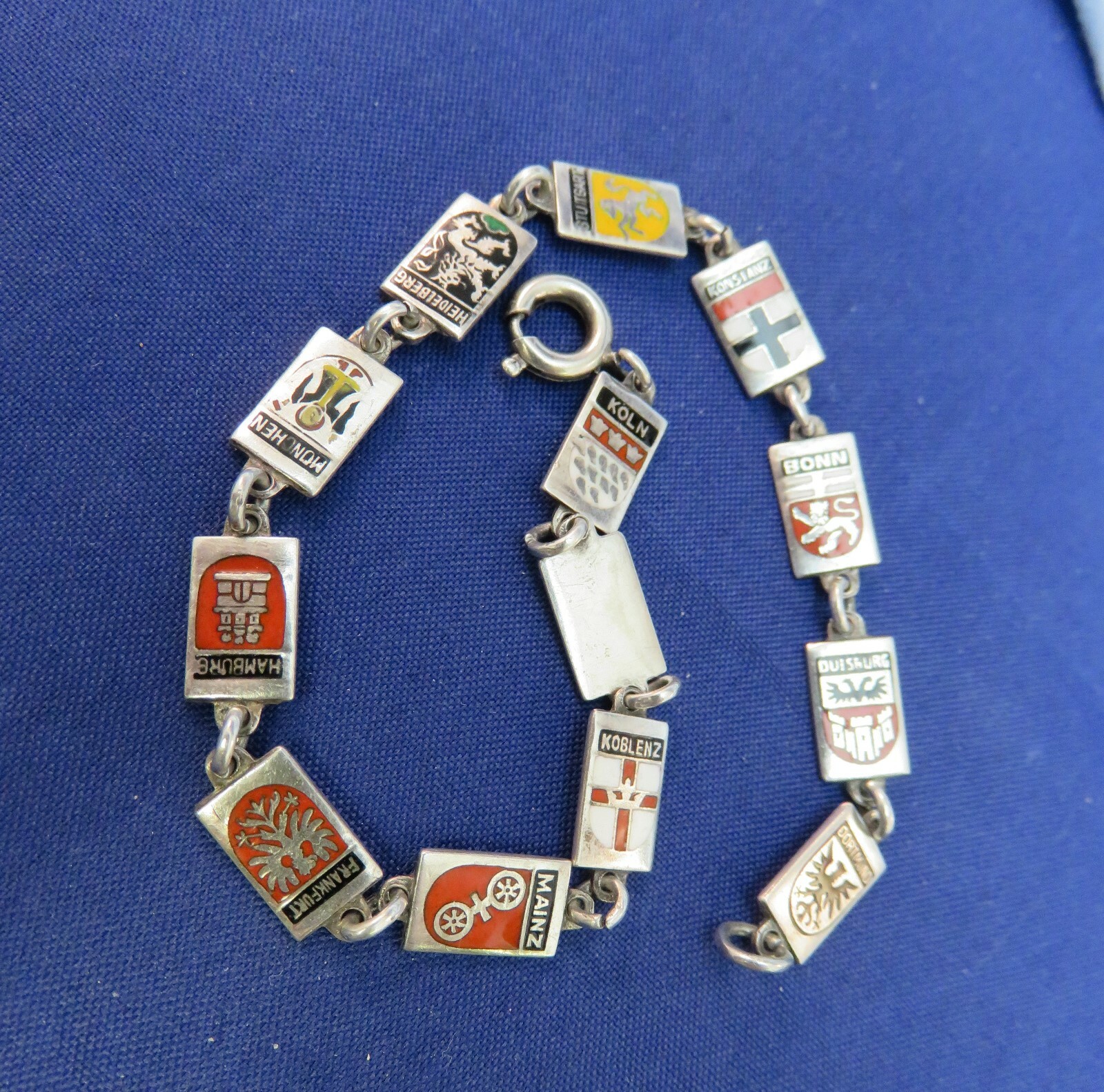 Sterling (835) Coat of Arms Bracelet For Germany Towns (1263)