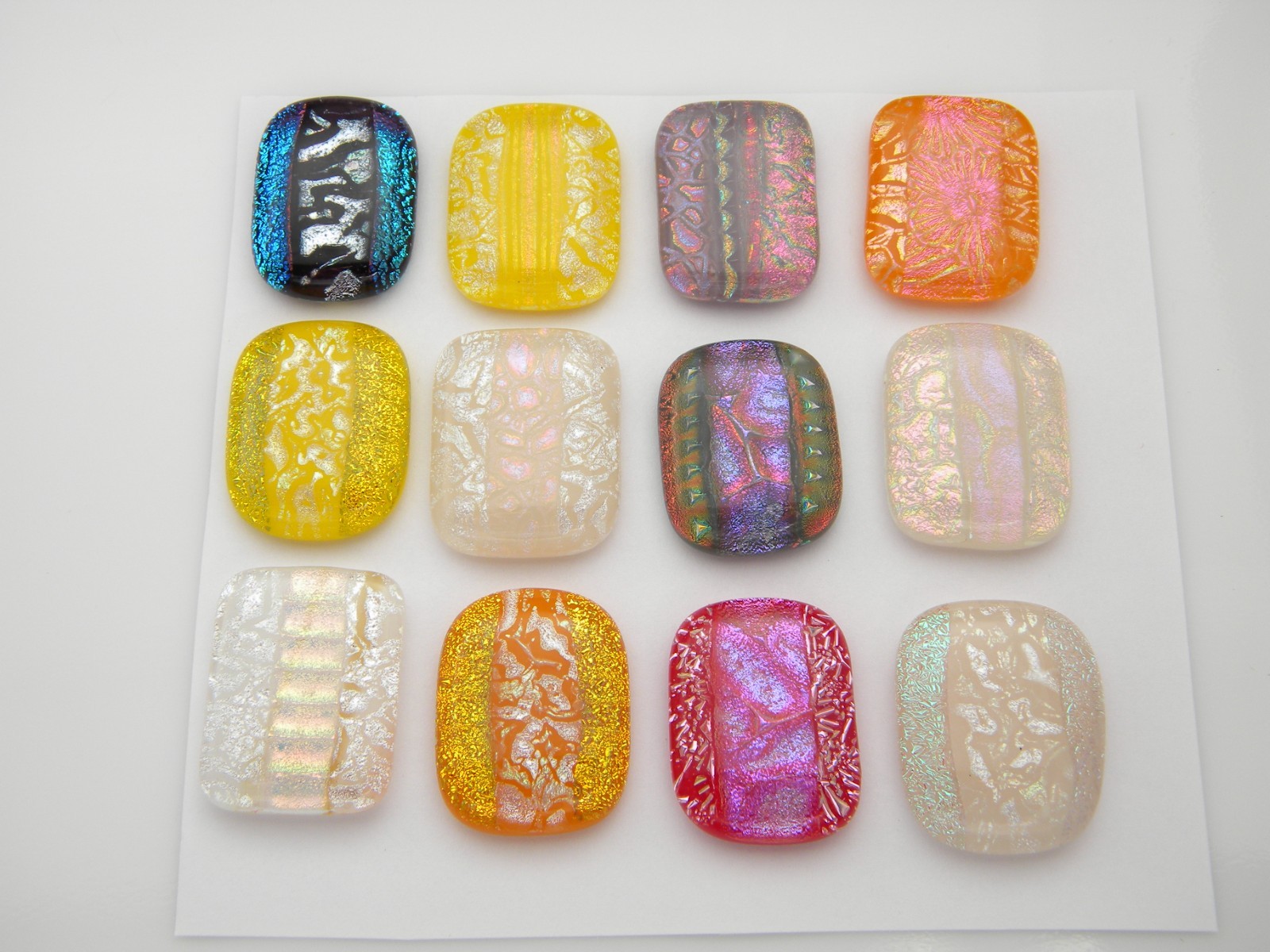 RECTANGLE Lot of 12 pcs handmade DICHROIC FUSED GLASS (B23) cabs