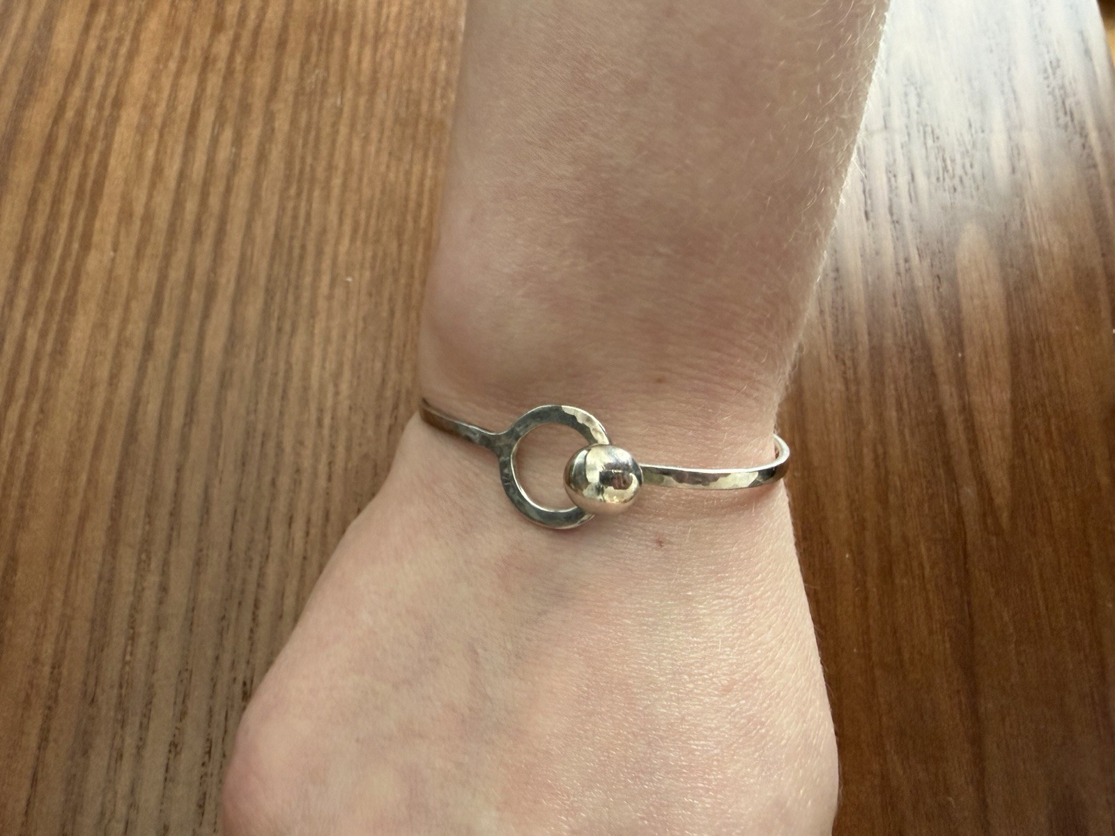 Sterling Silver Button Bangle Bracelet – Fits Girl’s Or Very Small Women’s Wrist