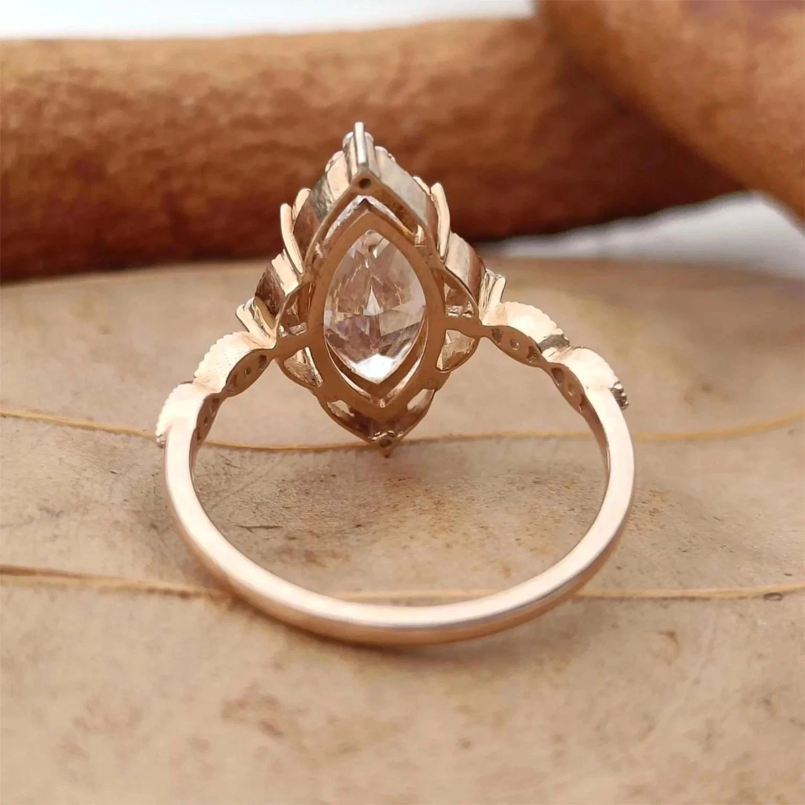2 CT Marquise Cut Vintage Inspired Engagement Ring 14K Rose Gold Plated For Her