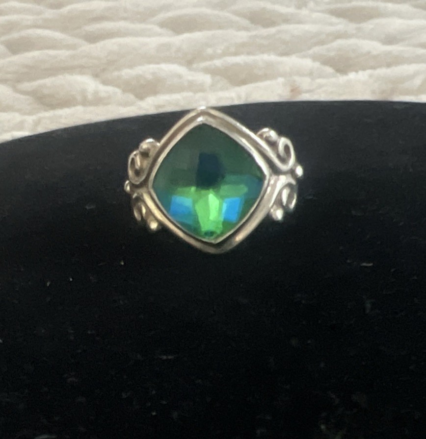 SAJEN Sterling Silver & Caribbean Blue Quartz Cocktail Ring Size 7
