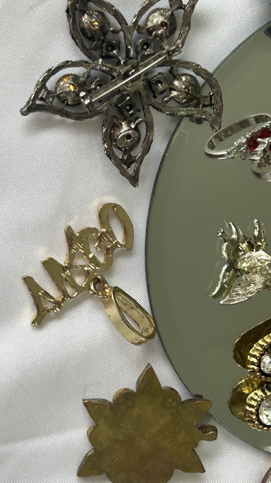 Lot Of 12 VTG Costume Jewelry Pendant Bracelet Ring 1 Stone Missing